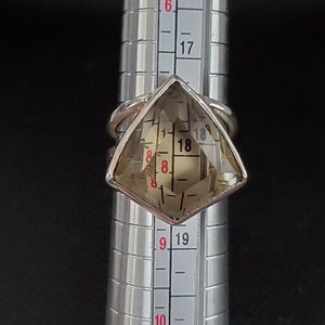Sterling and Smokey Quartz Shield Ring